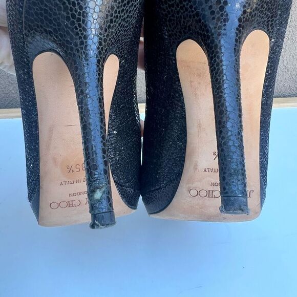 Jimmy Choo Pumps Heels EU 35.5 Black Round Toe Glitter Made in Italy Leather - Picture 7 of 10